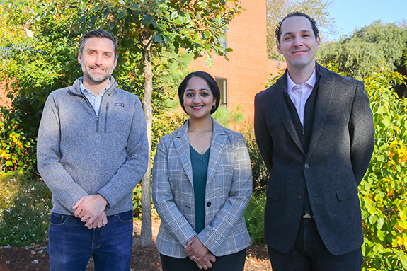 Matthew McDowell, Akanksha Menon, and Claudio Di Leo group photo.