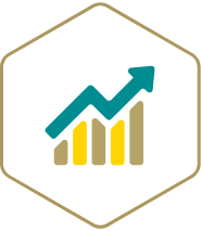Icon graphic with arrow chart showing growth