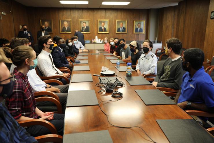 <p>Lt. General Nina Armagno met with aerospace engineering students to discuss their current research projects and talk about the future of the U.S. Space Force.</p>