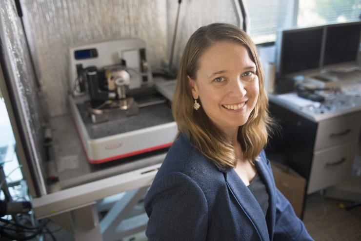 <p>Blair Brettmann is a Petit Institute researcher and assistant professor in Georgia Tech's School for Material Sciences and Engineering. Credit: Georgia Tech / Christopher Moore</p>