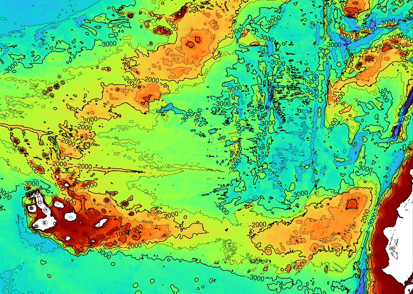 A figure showing the Earth relief around the Galapagos islands.