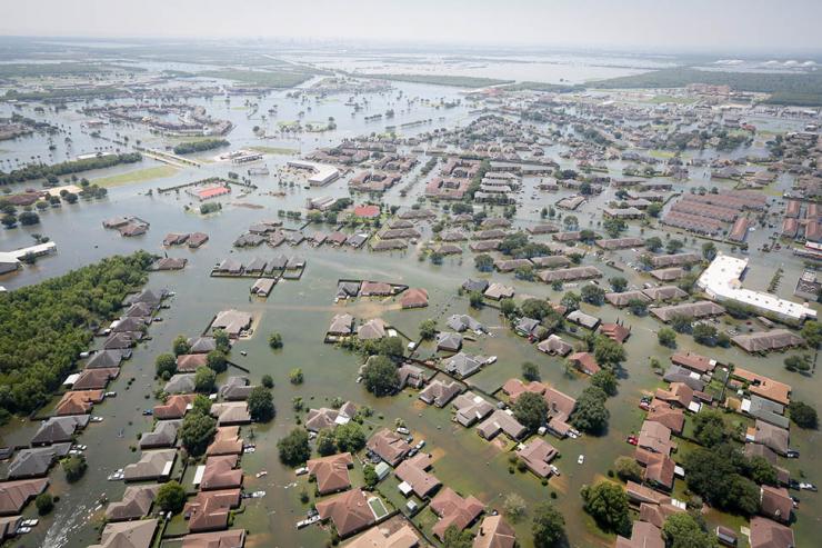 <p>Floodwaters cover Port Arthur, Texas, on August 31, 2017, following Hurricane Harvey. Staff Sgt. Daniel J. Martinez took this photo from a South Carolina Helicopter Aquatic Rescue Team UH-60 Black Hawk helicopter during rescue operations following the storm. (Photo: Staff Sgt. Daniel J. Martinez, U.S. Air National Guard)<br /> </p>