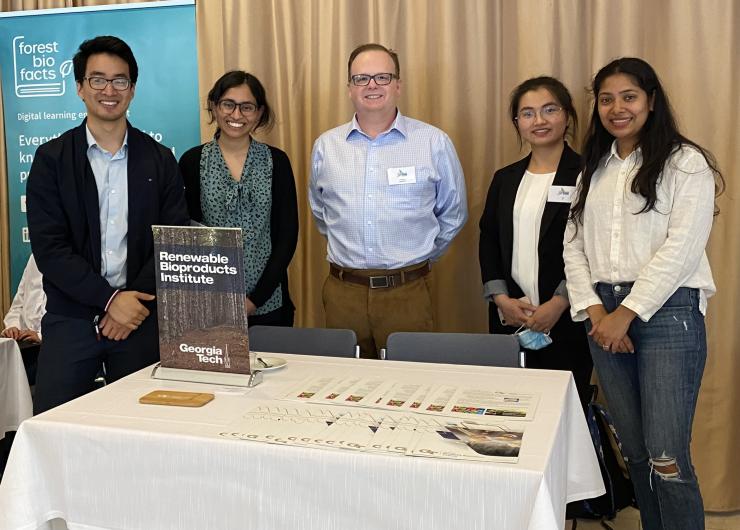 <p>Carson Meredith with Georgia Tech Ph.D. students: Yue Ji (ChBE), Li Zhang (MSE), Nasreen Khan (ChBE), and Udita Ringania (ChBE).</p>