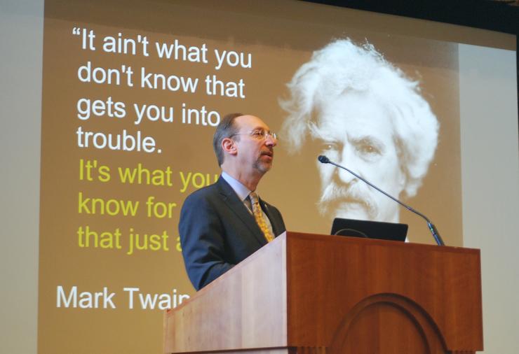 <p>Jon Lewin, who delivered a well-received keynote address at the symposium, is executive vice president for health affairs at Emory University; president, CEO, and chairman of the board of Emory Healthcare, and executive director of the Woodruff Health Sciences Center.</p>