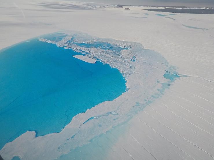 <p>Meltwater lake on the Sørsdal Glacier East Antarctica (Photo: Sue Cook, UTAS)</p>