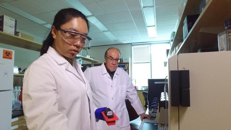 <p>John McDonald and Mengnan Zhang in McDonald's cancer research lab at Georgia Tech. Credit: Georgia Tech / Maxwell Guberman</p>