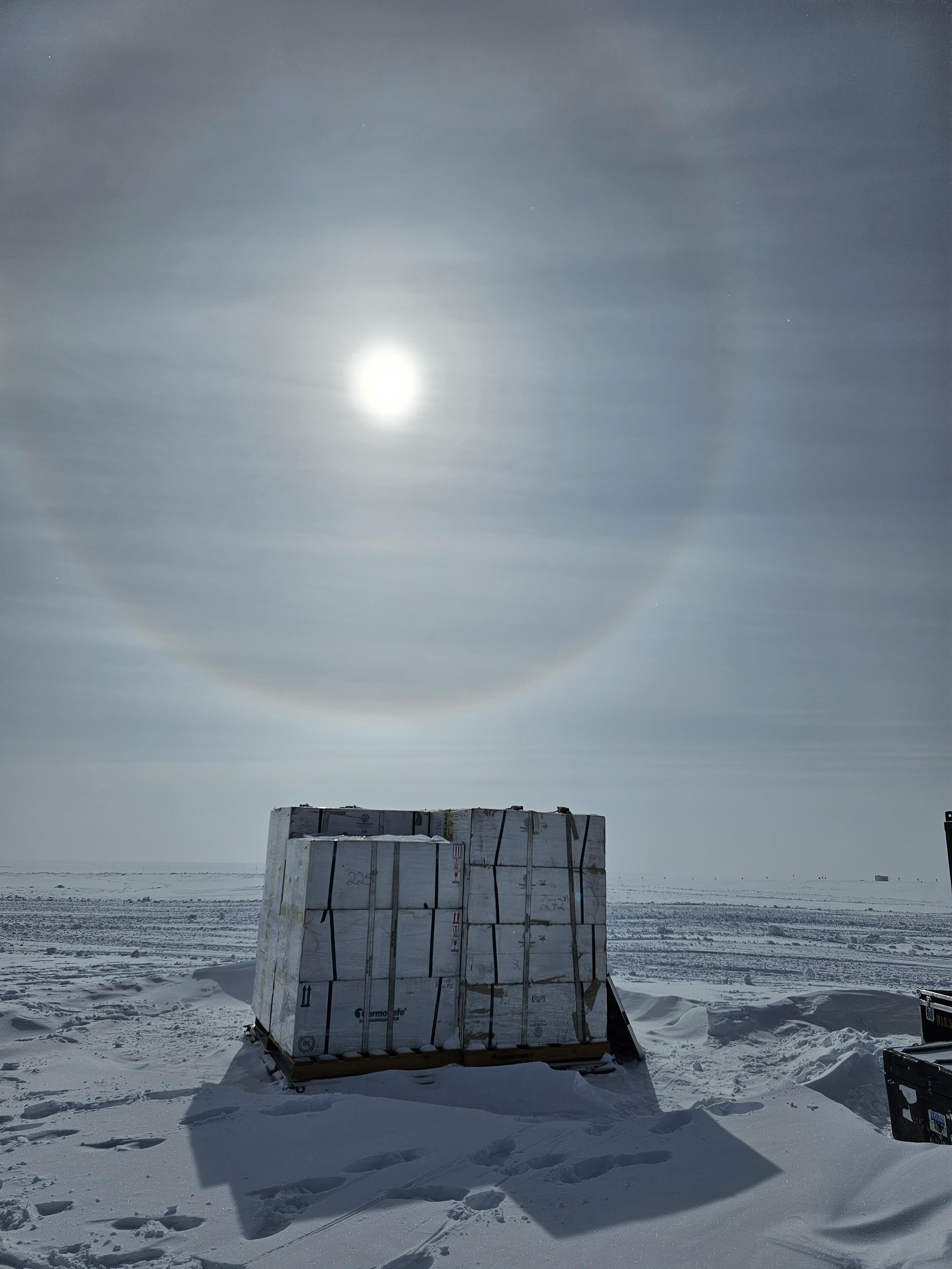 The collected boxes of ice cores.