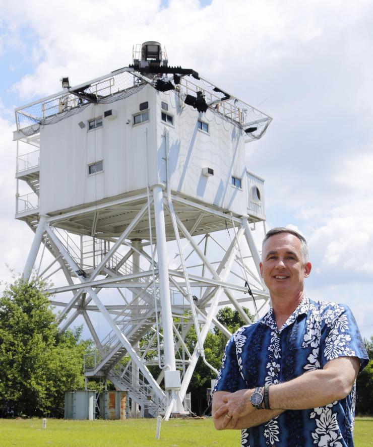 <p>William Melvin with an electromagnetic test facility at the Georgia Tech Research Institute. (Credit: Kay Lindsey, GTRI)</p>