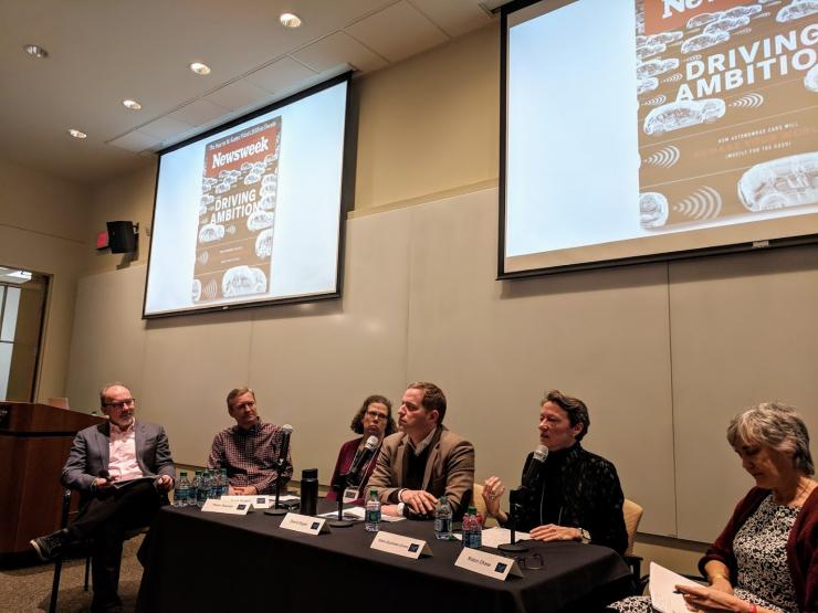 <p>L to R: Mark de la Vergne, City of Detroit; Kris Carter, City of Boston; Subhrajit Guhathakurta, Georgia Tech; Debra Lam, Georgia Tech; David Freedman, Newsweek</p>