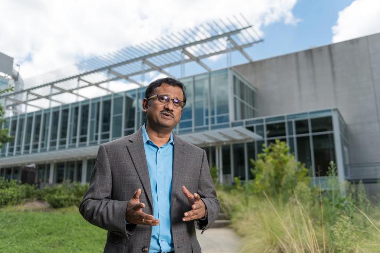 Krishnendu Roy, a professor and Robert A. Milton Chair in the Wallace H. Coulter Department of Biomedical Engineering at Georgia Tech and Emory University. Roy’s research team has received NIH funding to screen and evaluate certain molecules known as adjuvants that may improve the ability of coronavirus vaccines to stimulate the immune system. (Credit: Rob Felt, Georgia Tech)