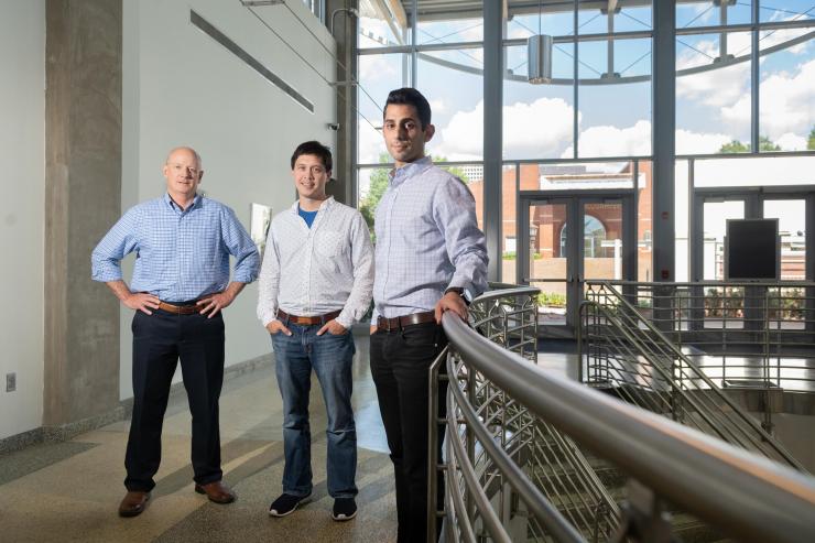 <p>A $13.5 million award from the Bill &amp; Melinda Gates Foundation will improve sanitation to 2.5 billion people worldwide by reinventing the toilet, technology that hasn’t changed much in more than a century. Shown are Mechanical Engineering Associate Professor Shannon Yee and GTRI Research Scientists Kevin Caravati, and Ilan Stern, who are leading the Georgia Tech portion of the initiative. (Photo: Allison Carter, Georgia Tech)</p>