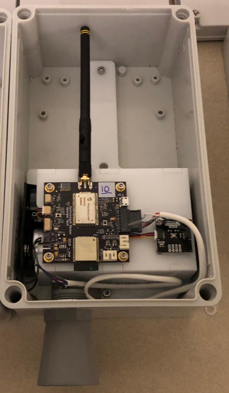 <p>Wireless sensors like this one are part of a network that will transmit data to computer models for analysis and prediction of storm strength and flooding in Chatham County. (Credit: Chatham County)</p>