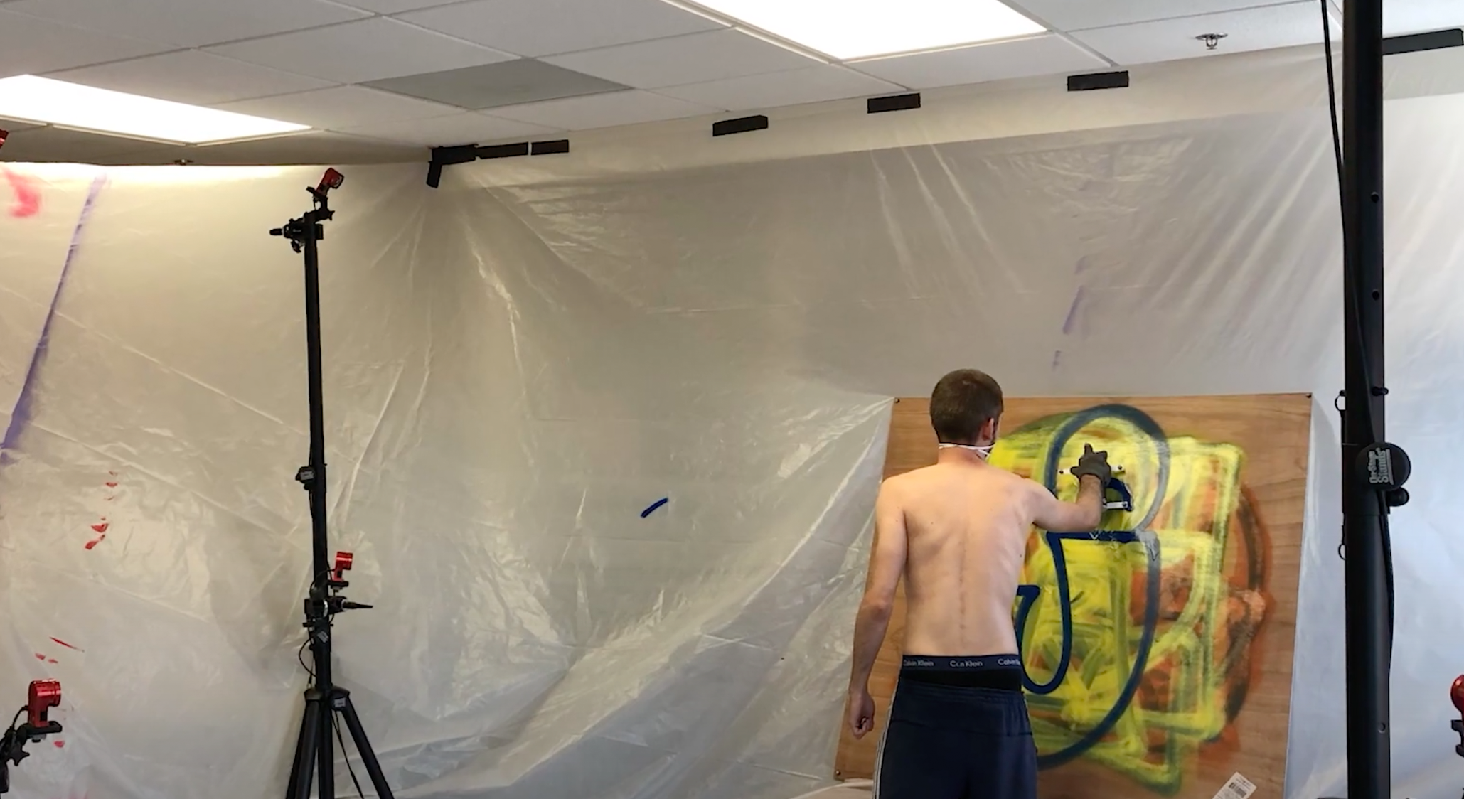 Human movement is analyzed to inform how the robot moves and paints. 