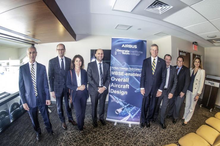 <p>Officials from Airbus and the Georgia Institute of Technology met to celebrate opening of the new Model-Based Systems Engineering (MBSE)-enabled Overall Aircraft Design (OAD) center.</p>