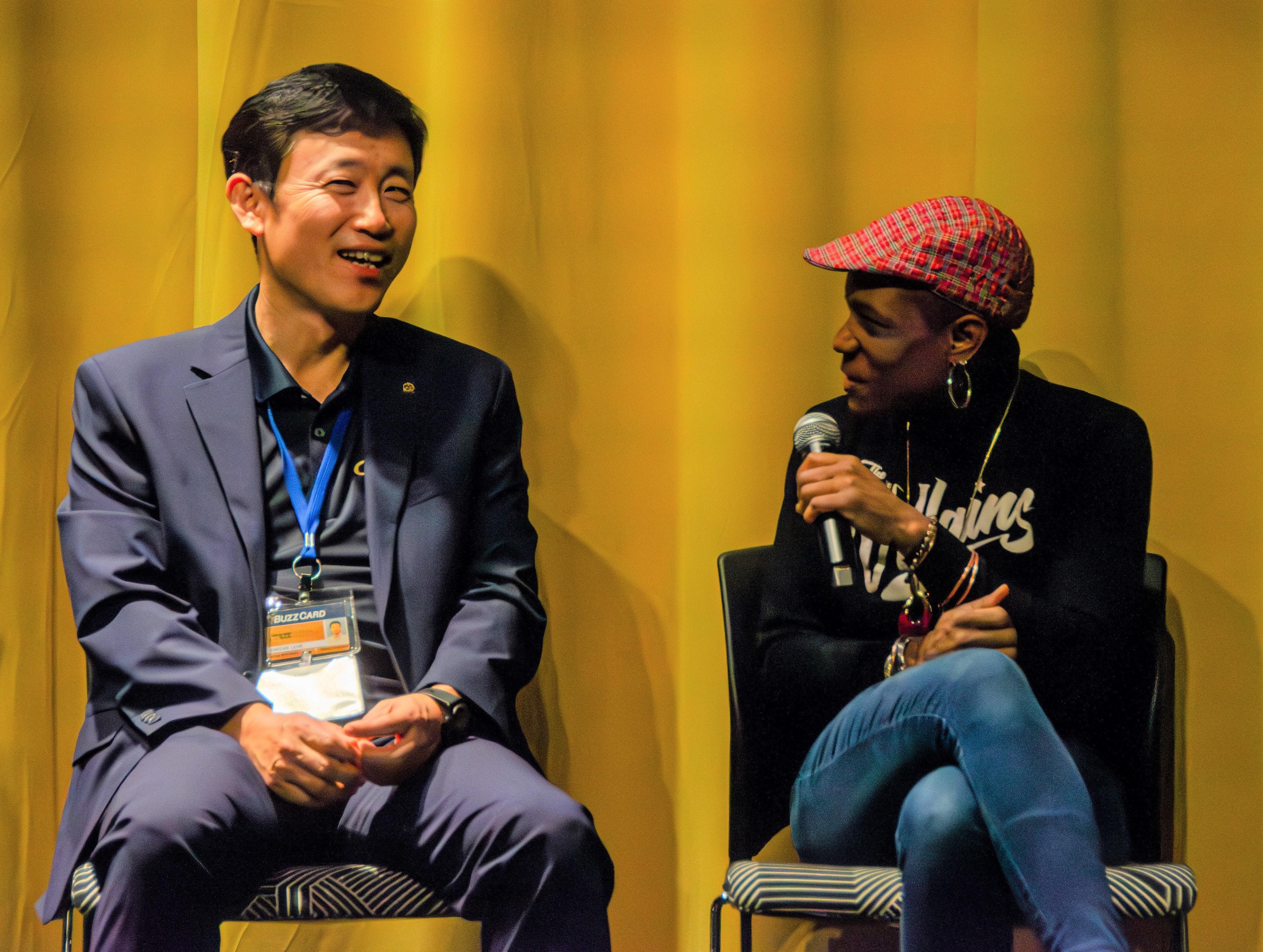 Jung-ho (John) Lewe (left) of the Georgia Tech Aerospace Systems Design Laboratory at Georgia Tech and Erica Holloman-Hill (right)