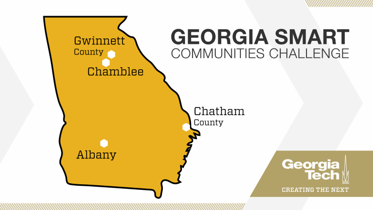 <p>Albany, Chamblee, Chatham County and Gwinnett County won the <a href="http://www.smartcities.ipat.gatech.edu/georgia-smart">Georgia Smart Communities Challenge</a>, a Georgia Tech-led initiative that brings together industry and public agencies to help local governments. </p>