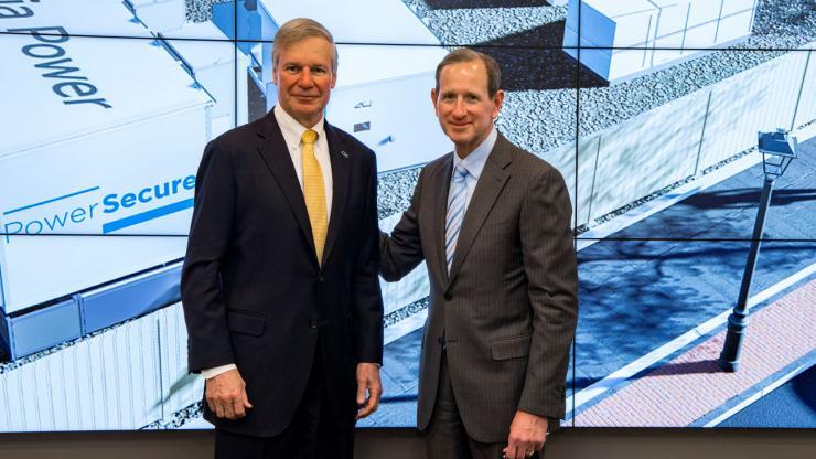 <p>Georgia Tech President G.P. "Bud" Peterson, left, and Georgia Power Chairman, President and CEO Paul Bowers sign a memorandum of understanding to launch a microgrid to power buildings in Tech Square.</p>