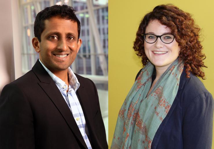 <p>Sloan Fellows Chethan Pandarinath and Eva Dyer</p>