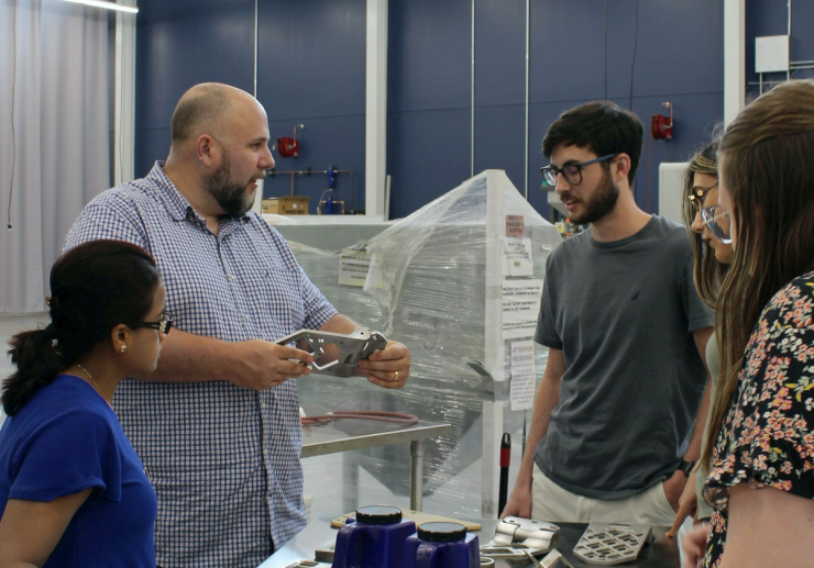 <p>Stebner with Students in the AMPF at GT.</p>