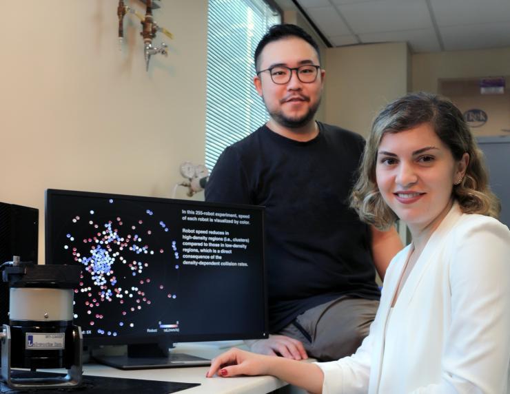 <p>Zhijian Hao (left) and Azadeh Ansari in their lab.</p>