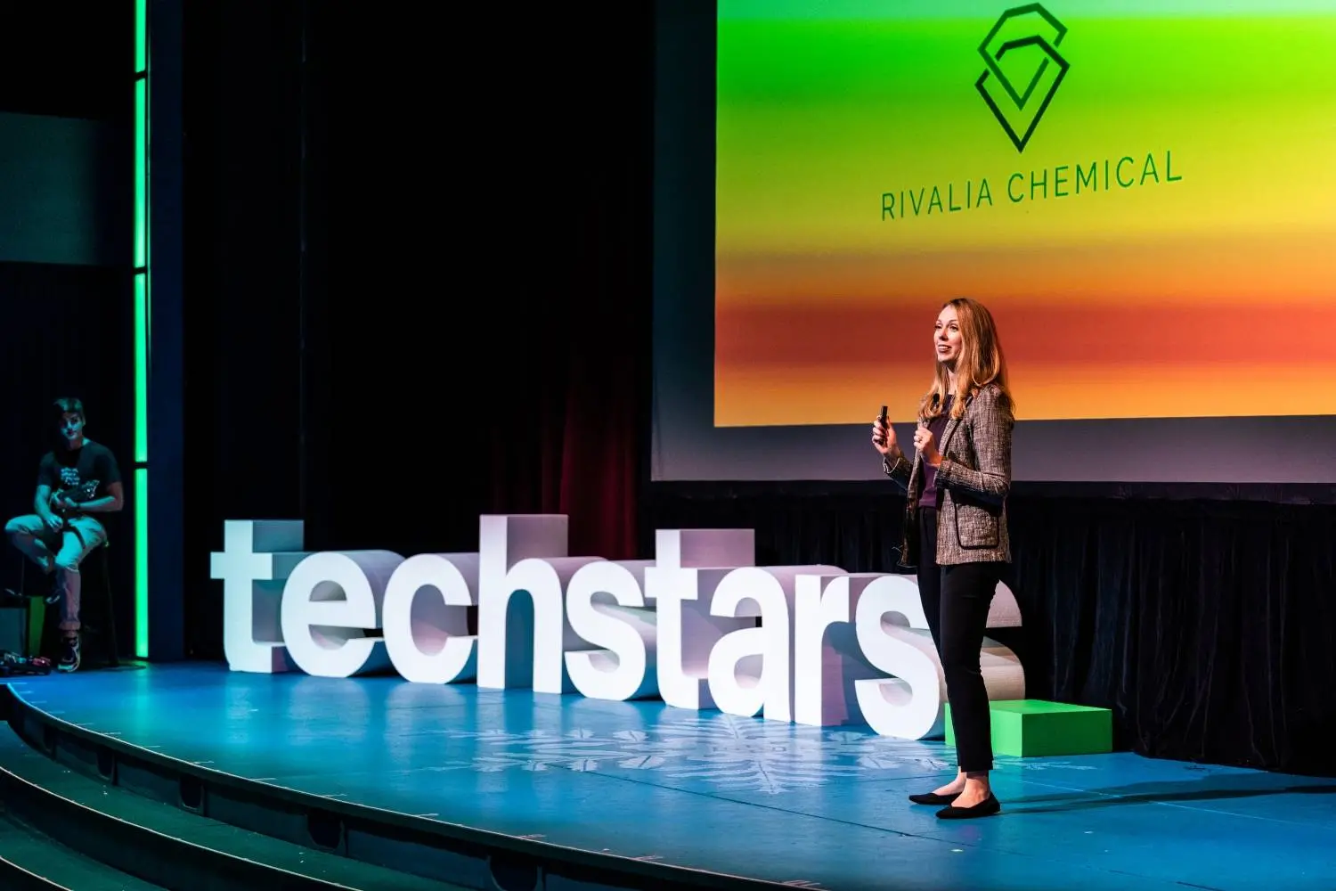  Laura Stoy gives a presentation as part of the Techstars Alabama EnergyTech Accelerator.