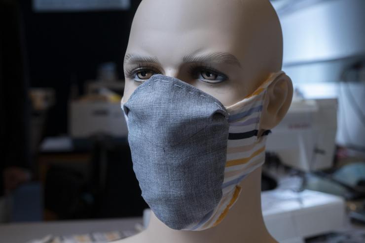 <p>Details of a redesigned face mask developed at the Georgia Institute of Technology are modeled on this mannequin.  (Credit, Christopher Moore, Georgia Tech)</p>