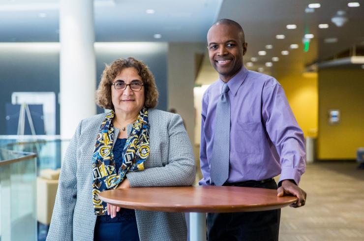 <p>Comas Haynes, a principal research engineer in the Georgia Tech Research Institute (GTRI), and Rosario Gerhardt, a professor in Georgia Tech’s School of Materials Science and Engineering, are part of a multi-university team that will explore ways of utilizing emeriti and retired engineering professors to support expanded mentoring and advocacy networking opportunities for underrepresented minority engineering faculty. (Credit: Branden Camp, Georgia Tech)</p>