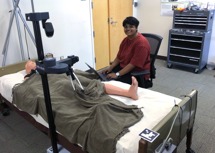 <p>SURE REU in Robotics Participant Kavya Puthuveetil in the lab of Professor Charles Kemp</p>