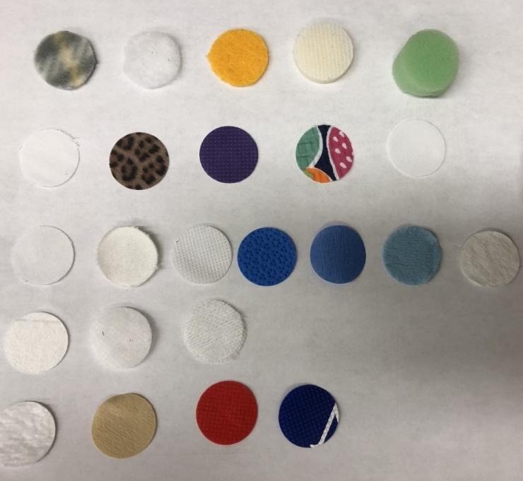 Some of the mask fabric samples tested by Georgia Tech researchers. (Credit: Taekyu Joo, Georgia Tech) 