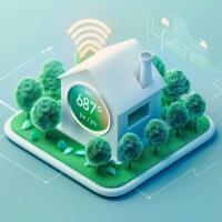 Smart thermostat at home Illustration